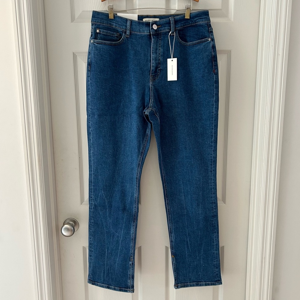 Warp + Weft High Rise Straight Leg Jeans Size 12/31 Capsule Wardrobe Casual